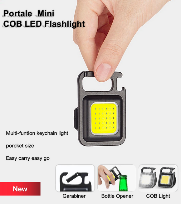 Portable Flashlight Keychain Mini LED Light Glare COB USB Charging Emergency Lamps Work Light Outdoor Camping Light Corkscrew keychain flash light led Jennyshome