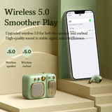 Vintage Mini Bluetooth 5.0 Speaker Portable 4 In 1 Pocket Sound Box with 1 Earphone Special Outdoor Take Retro Style Speaker Ideal Holiday Christmas Gift Jennyshome