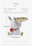 2023 Lucky Forturne Rabbit Resin Rabbit Tray Figurines for Porch Interior Tabletop Entrance Key Candy Storage Container House Decoration Items Jennyshome